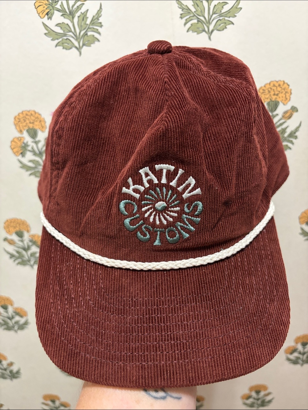 Katin Customs Rust Corduroy Cap with Embroidered Logo
